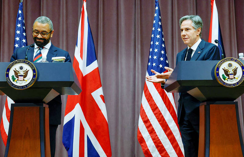 British Foreign Minister James Cleverly and U.S. Secretary of State Antony Blinken hold a joint press conference at the U.S. Department of State in Washington, U.S., May 9, 2023.
Photo: Reuters