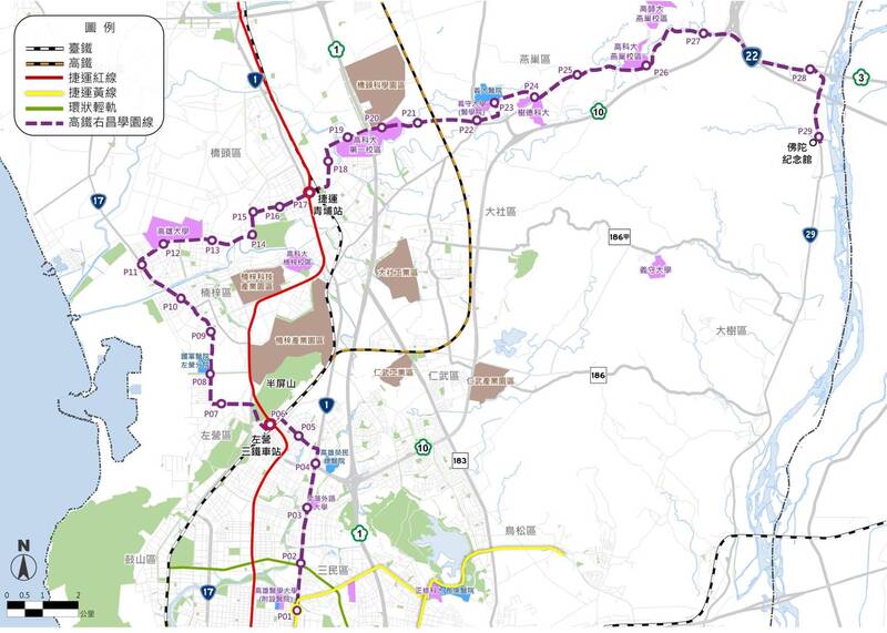 高捷新紫線的路線曝光。（記者王榮祥翻攝）