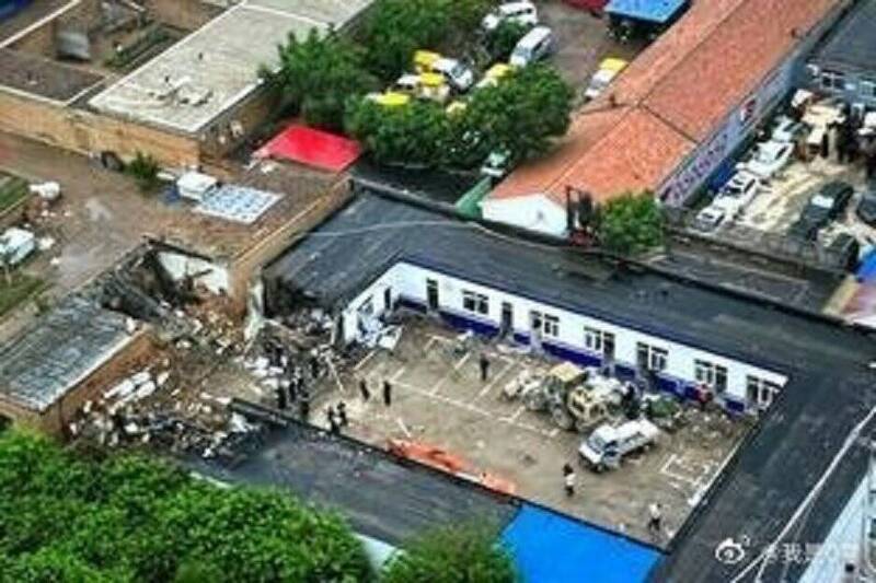 河北省廊坊市大城县臧屯派出所爆炸，堆置烟火的办公室被夷为平地。（取自网路）(photo:LTN)