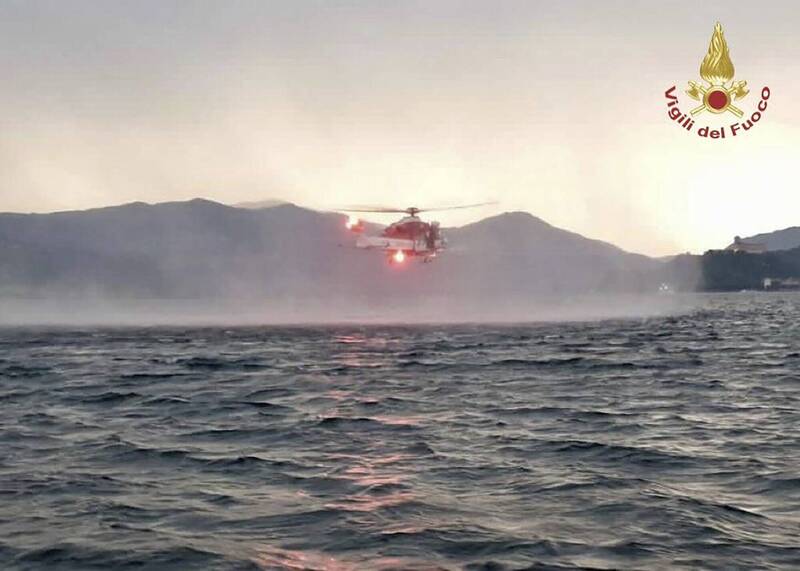 義大利知名景點馬焦雷湖發生強風吹翻觀光船事件，造成2死、2失蹤。（美聯社）
