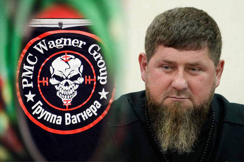 車臣領導人卡德羅夫（Ramzan Kadyrov）今日表示，普里格津的叛亂是在「背後捅刀」，將派出車臣軍隊對抗瓦格納集團。（法新社；本報合成）