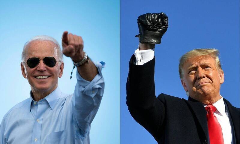 美国明年总统大选可能再次上演拜登（左）对决川普（右）的戏码。（法新社）(photo:LTN)