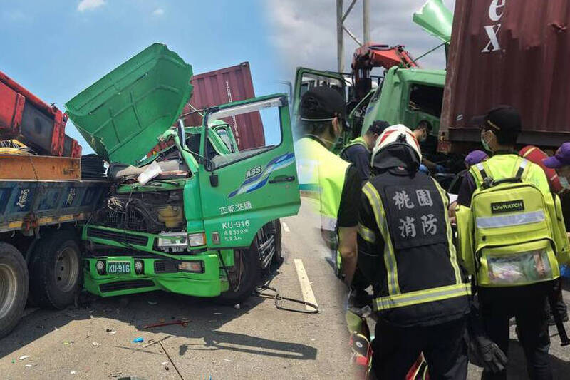 台61線桃園段聯結車、大貨車事故 15歲少年隨父出勤右小腿遭削斷 - 社會 - 自由時報電子報