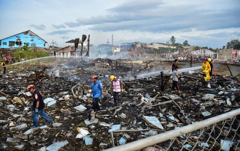 泰国南部一处烟火仓库大爆炸，周边几乎被夷为平地。（法新社）(photo:LTN)