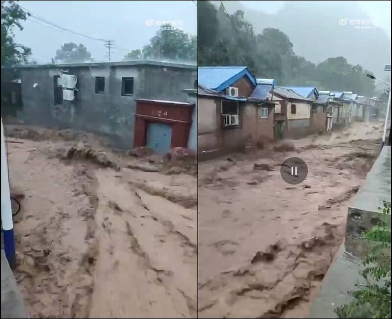 中國包含京津冀的部分地區近日遭遇極端強降雨，在當地釀成不少災情，據指河北局部地區甚至接近1000毫米，等同在兩天下完了接近兩年的雨。（圖擷自微博）