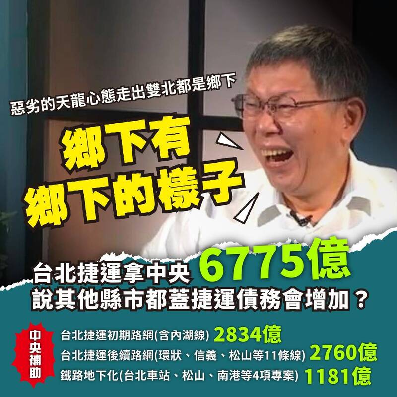 民進黨立委王定宇痛批，柯文哲的言論不僅僅是不了解台北以外的縣市，這是歧視和傲慢。（圖擷自臉書）