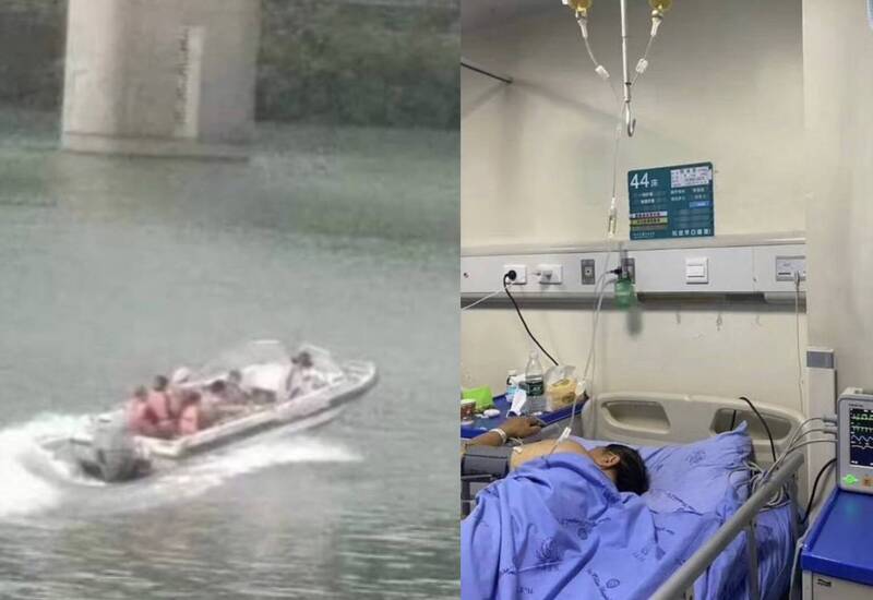 中国一男子于江中游泳时惨遭游艇螺旋桨绞伤。（撷自微博）(photo:LTN)