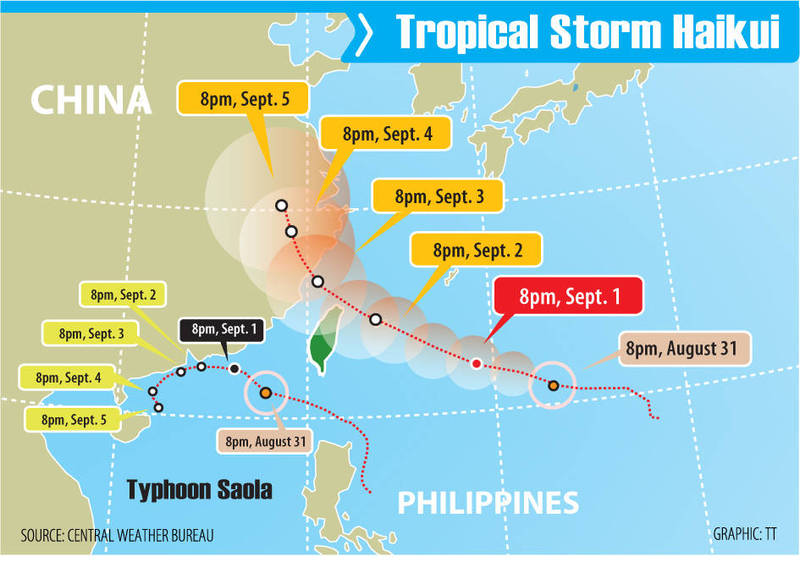 《TAIPEI TIMES》 Tropical storm expected to bring rain to Taiwan 焦點