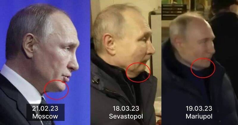 烏克蘭內政部長顧問格拉申科曾展示3張不同時間的普廷照片，反問「你覺得哪一個是真的」。（圖擷自X）