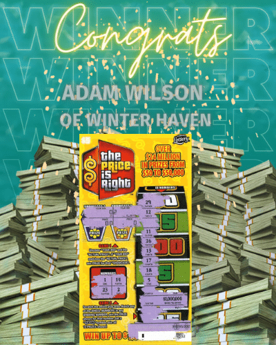 美國佛州郡男子去加油站花5美元買刮刮樂，結果中了100萬美元。（圖擷自@floridalottery推特）