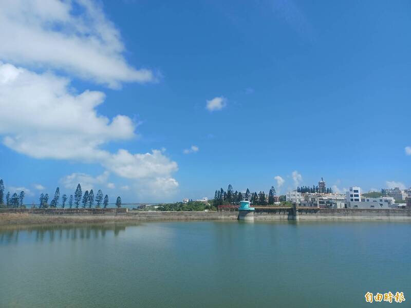 澎湖東衛水庫雖受到豪雨滋潤，但蓄水量未明顯增加。（記者劉禹慶攝）