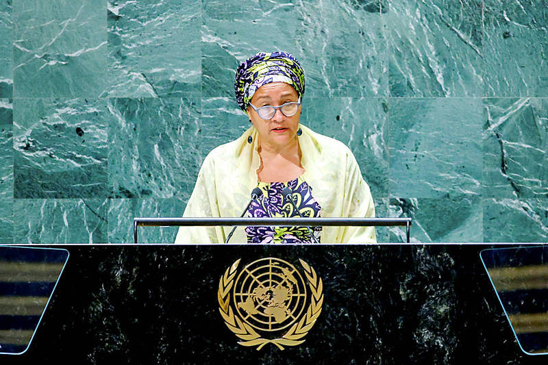 
UN Deputy Secretary-General Amina Mohammed speaks at the UN headquarters in New York on July 18 last year.
Photo: Reuters