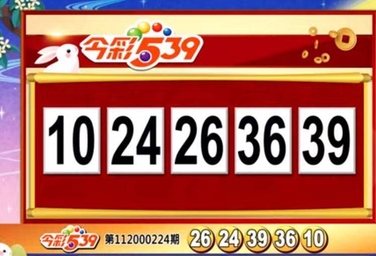 今彩539、39樂合彩開獎號碼。（圖擷取自東森財經新聞57彩券王）