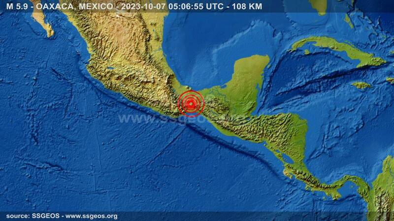 墨西哥國家地震局表示，南部的瓦哈卡州當地時間6日發生規模6.3地震，首都墨西哥市部分地區有輕微震動。（圖截自「@ssgeos」X）