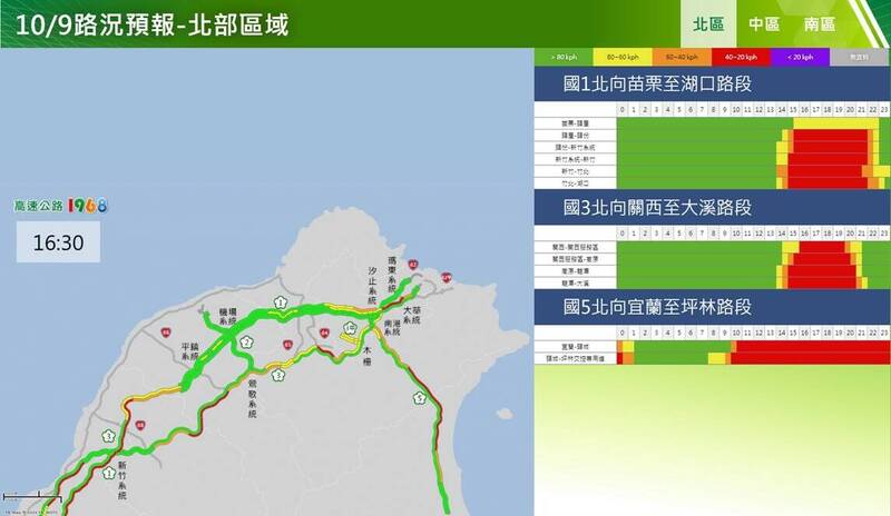 明日國五北向恐從上午10點開始塞到深夜。（高公局提供）