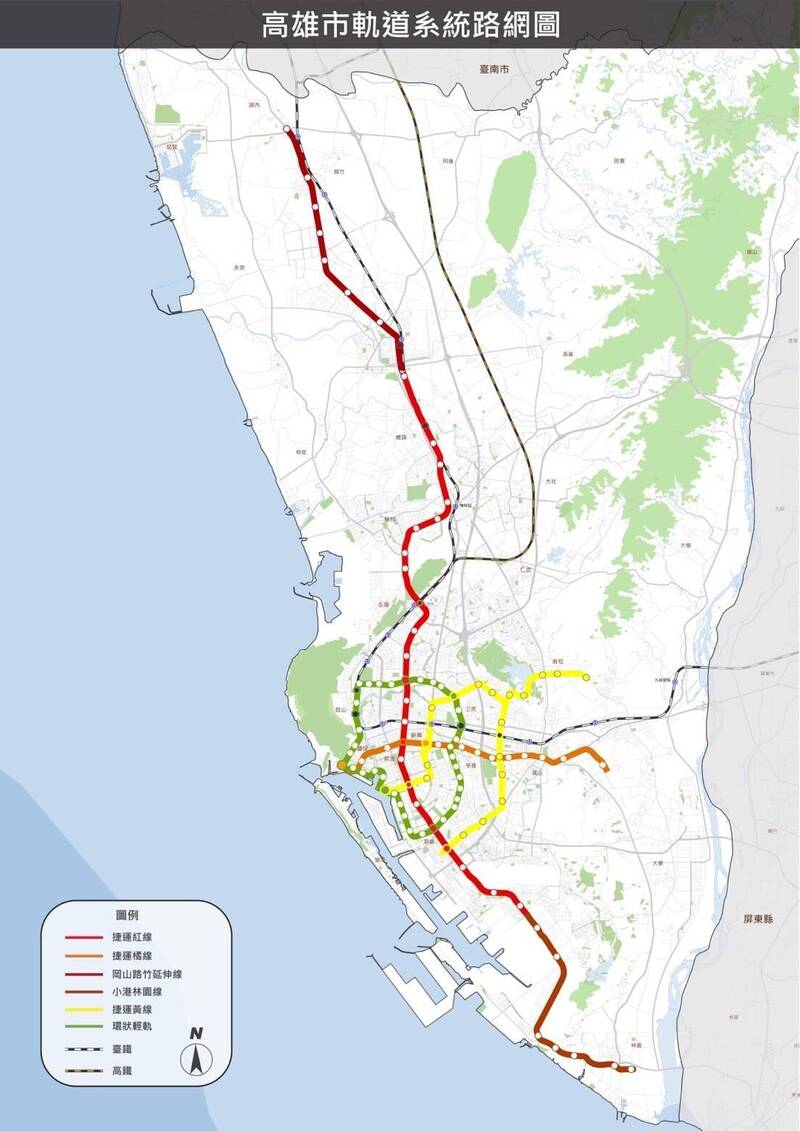 高雄捷運路網圖。（捷運局提供）