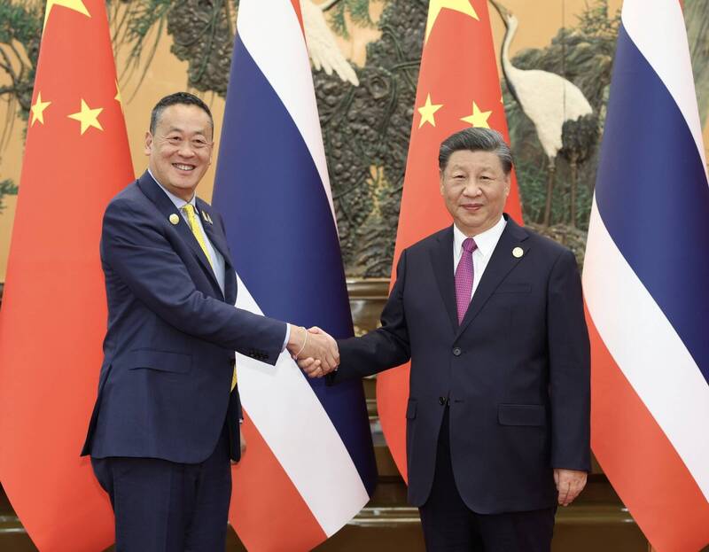 泰国新任总理赛塔（左）与中国国家主席习近平（右）。（欧新社）(photo:LTN)