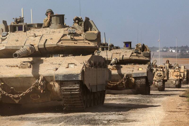 以色列官员表示，以军在人质谈判中不会停火。以色列装甲部队示意图。（路透）(photo:LTN)