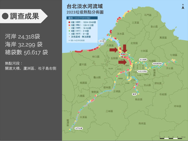 淡水河川廢快篩複查 疫後河岸垃圾量成長一倍 淡水河川廢快篩複查 疫後河岸垃圾量成長一倍
