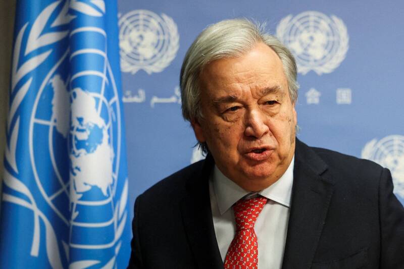 聯合國秘書長古特瑞斯6日表示，加薩已淪為「兒童墓地」，並重申停火訴求。（路透）