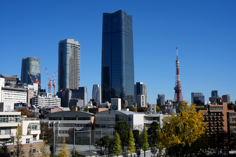 麻布台Hills坐落于东京都港区，右方尖塔即为332.9公尺高的东京铁塔。（欧新社）(photo:LTN)