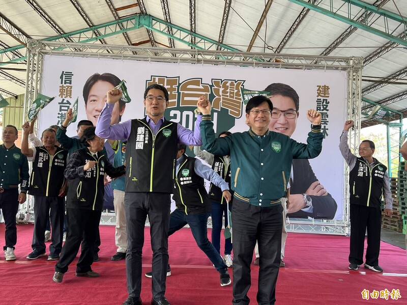 總統府祕書長林佳龍出席賴清德、劉建國古坑聯合競總成立大會，呼籲鄉親用3張選票顧台灣，支持好的人才、有做事的劉建國連任。（記者黃淑莉攝）