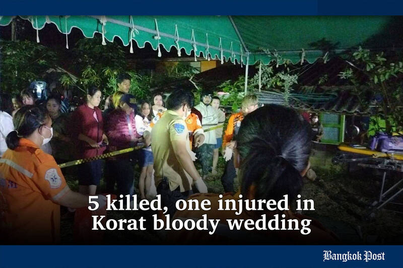 泰國呵叻發生婚禮命案，新郎開槍射擊，造成4死1傷。（擷取自x）