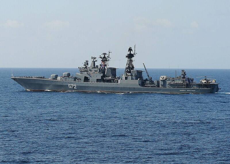 俄羅斯太平洋艦隊無畏級反潛驅逐艦「崔布茲上將號」。（取自俄國海軍網站）
