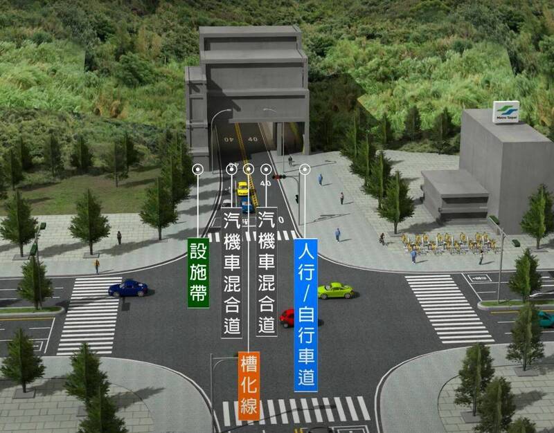國家生技園區聯外隧道貫通，在忠孝東路七段與中興路口的模擬圖。（台北市新建工程處提供）