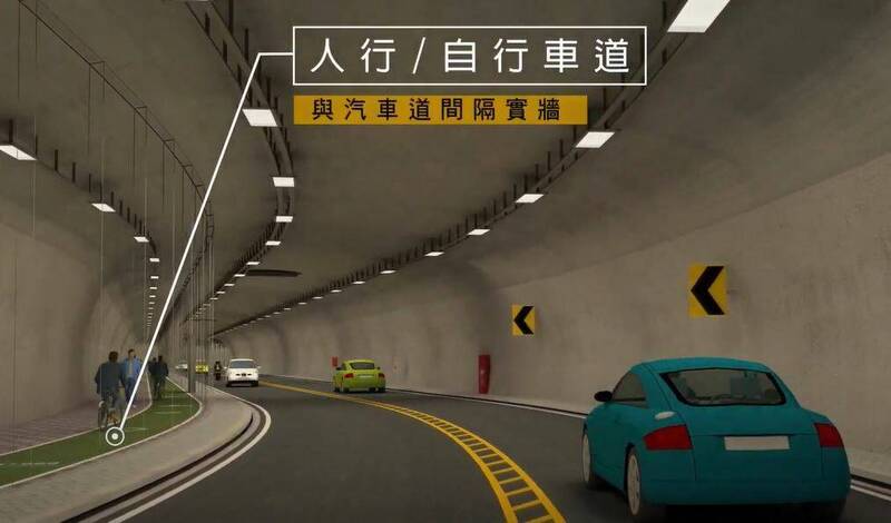 國家生技園區聯外隧道人車實體分離的設計，凸顯人本交通精神。（台北市新建工程處提供）