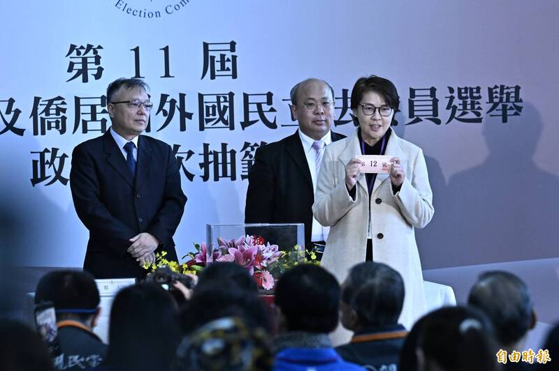 台灣民眾黨不分區立委提名人黃珊珊（右）出席第11屆不分區立委選舉政黨號次抽籤，抽中12號。（記者陳志曲攝）