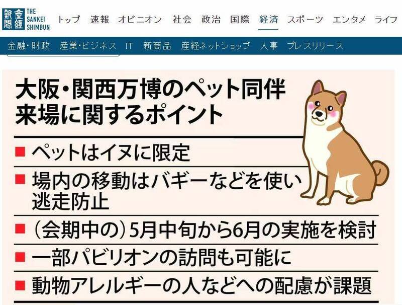 2025年大阪關西世界博覽會允許遊客攜帶愛犬入場參觀，但仍有若干限制。（擷取自網路）