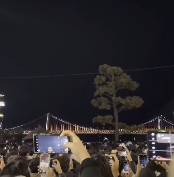 南韓釜山水營區廣安里海水浴場跨年夜,原定有無人機華麗燈光秀、跨年倒數,孰料卻因為技術問提臨時取消,導致8.2萬人在寒風中傻眼。(圖擷自「@user-kb3vn5nw6g」YT影片) 南韓釜山水營區廣安里海水浴場跨年夜,原定有無人機華麗燈光秀、跨年倒數,孰料卻因為技術問提臨時取消,導致8.2萬人在寒風中傻眼。(圖擷自「@user-kb3vn5nw6g」YT影片)