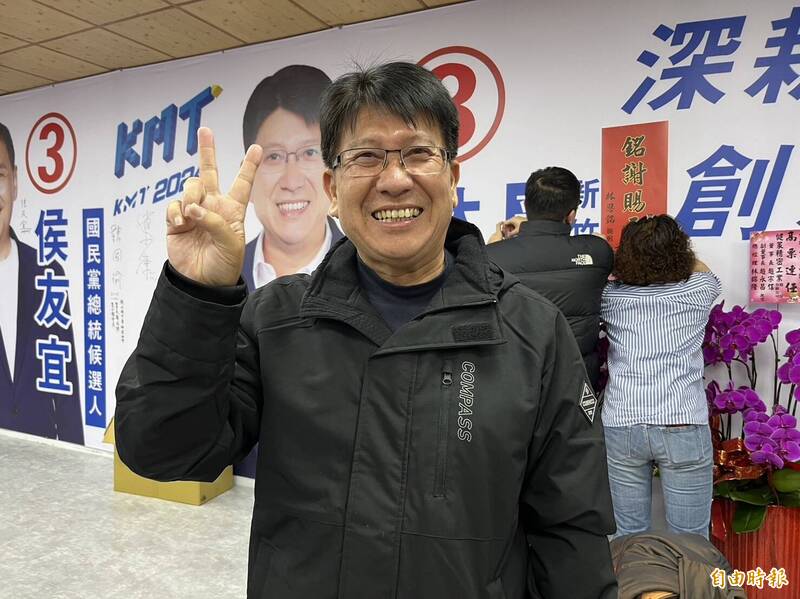 國民黨新竹縣第二選區立委候選人林思銘自行宣布勝選，未來一定努力兌現政見，造福鄉親。（記者廖雪茹攝）