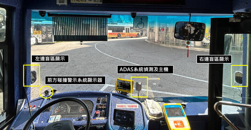 先進駕駛輔助系統（ADAS）裝設圖示（市府提供）（記者蘇金鳳攝）