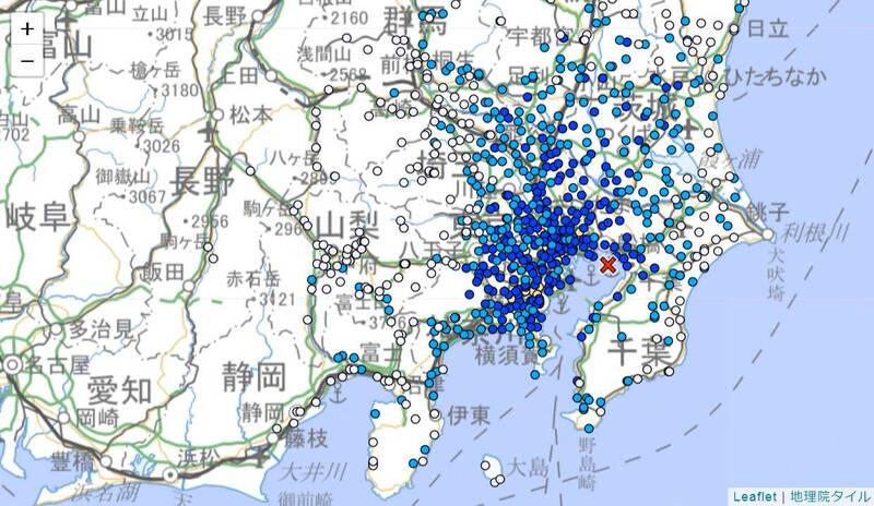 日本气象厅指出，日本东京于当地时间今上午8点59分（台湾时间7点59分）发生规模4.8地震，最大震度4。（图撷自日本气象厅）(photo:LTN)
