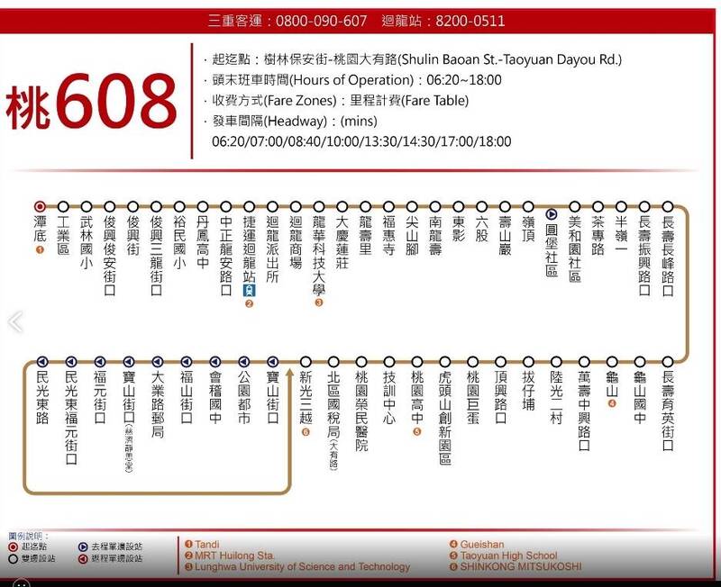 602市區公車路線1/31後停駛，桃市府試辦608「樹林保安街 – 桃園大有路」路線，降低602停駛的通勤衝擊。（圖由桃市府交通局提供）