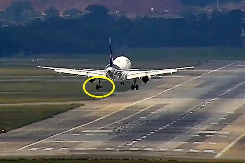 智利南美航空（LATAM Airlines）LA3923航班6日在缺乏左侧内轮状态下，惊险降落圣保罗瓜鲁柳斯机场。（撷取自X平台）(photo:LTN)
