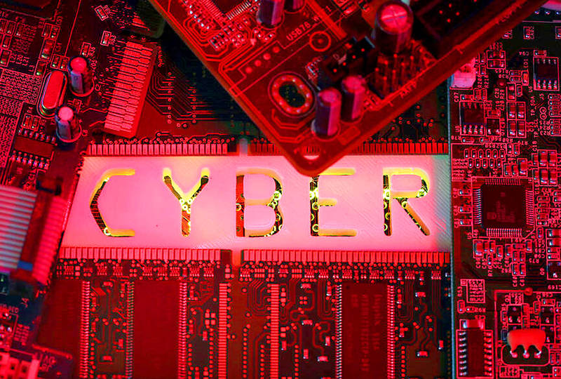 
The word “cyber” is displayed on a PC motherboard on Oct. 26, 2017.
Photo: Reuters