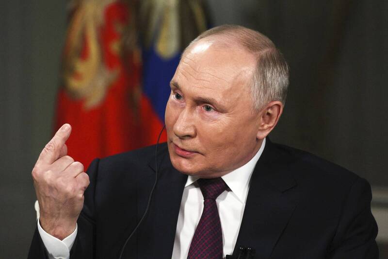 俄罗斯总统普廷近日受访坦言，错估西方国家援乌的态度，致使战况陷入胶着。（美联社）(photo:LTN)