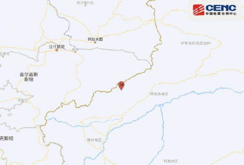 中国新疆今天（25日）中午发生规模5.8的极浅层地震，是上月7.1强震后的最大余震。（图撷自微博）(photo:LTN)