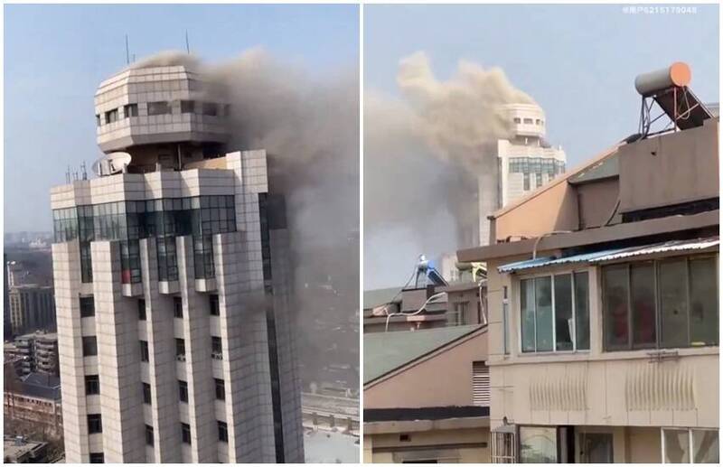 江苏省公安厅大楼7日下午因不明原因发生大火。（图翻摄自李老师不是你老师X平台）(photo:LTN)