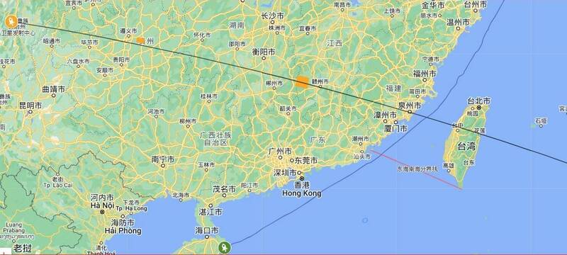 今（13日）晚中国将从西昌发射火箭，预估路径将直接穿越台湾上空。（图撷自微博）(photo:LTN)