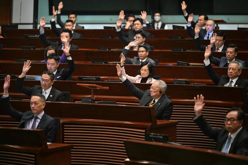 香港立法会19日火速审议基本法第23条国家安全立法草案，在全体议员一致支持、无人反对的情况下，三读通过这项「维护国家安全条例草案」。（法新社）(photo:LTN)