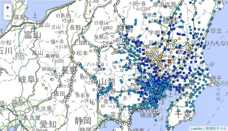 日本關東地區今天上午發生規模5.3地震，最大震度5弱，受此影響部分新幹線暫時停駛，專家也提醒未來幾天仍須提防類似規模的地震。（圖擷自日本氣象廳）