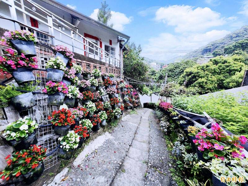 员林百果山有一条「疗癒的阶梯」，阶梯两旁花卉争相竞艳，令人看得心花怒放。（记者陈冠备摄）(photo:LTN)