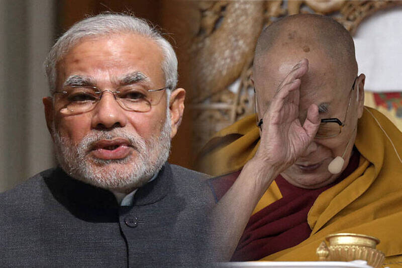 印度总理莫迪（左）透过社群媒体关切台湾地震，西藏精神领袖达赖喇嘛（右）也致函总统蔡英文表达慰问。（彭博、法新社；本报合成）(photo:LTN)