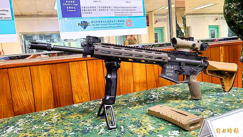 
The T112 combat rifle developed by the Taiwanese military is pictured in an undated photograph.
Photo: Taipei Times