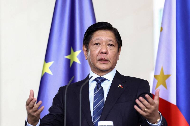 菲律宾总统小马可仕表示，即将到来的美国、菲律宾、日本三国峰会中，预计将包括讨论一项维护南海安全和航行自由的协议。（路透）(photo:LTN)