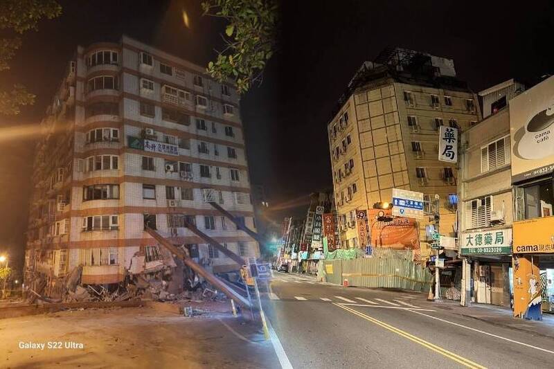 6分钟2起规模6地震 花莲富凯饭店、统帅大楼倾斜。（民众提供，本报后制）(photo:LTN)